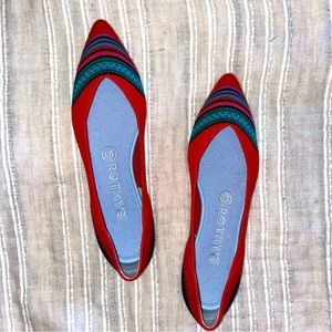 Rothy’s The Merino Point in Blaze Ribbon Stripe